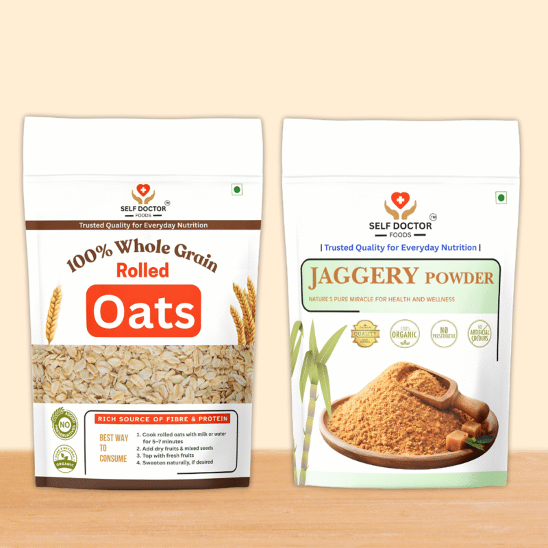 Natural Sweet Breakfast Combo – Rolled Oats and Jaggery Powder